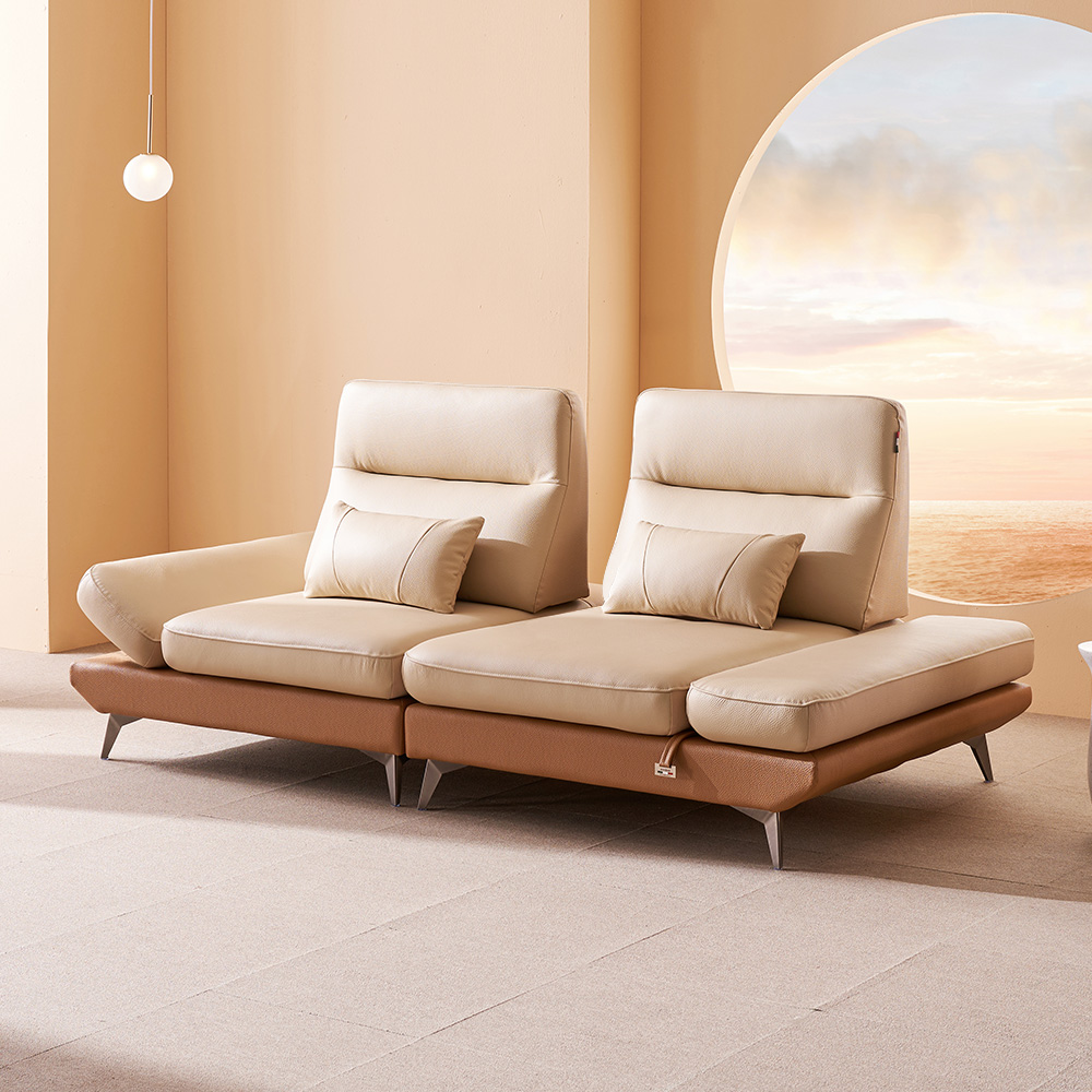 쉐우드가구 드벨리 이태리 천연통가죽 스윙 소파 3.5인용 / 국내제조 자재등급E0