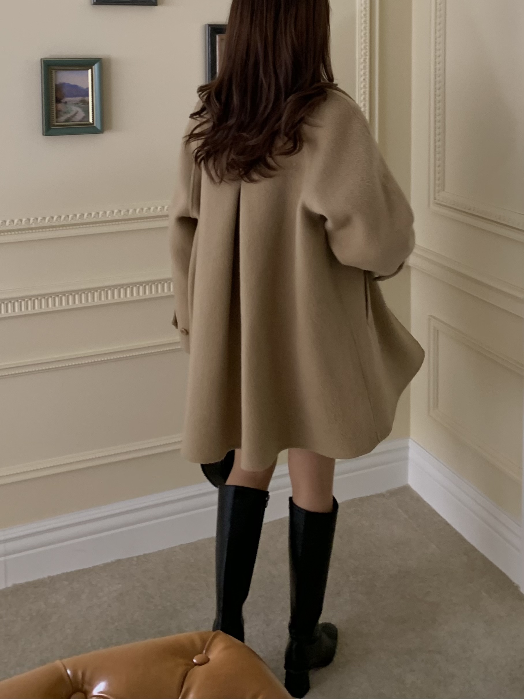 [메리노울 100] 멘버 하이넥 핸드메이드 울 하프코트 2color 상세 이미지 19
