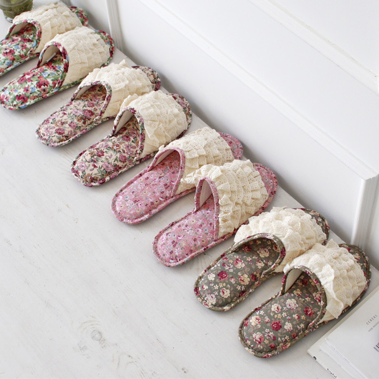 플라워 프릴 룸슈즈 거실슬리퍼 여성 거실화 4색상 이미지 7