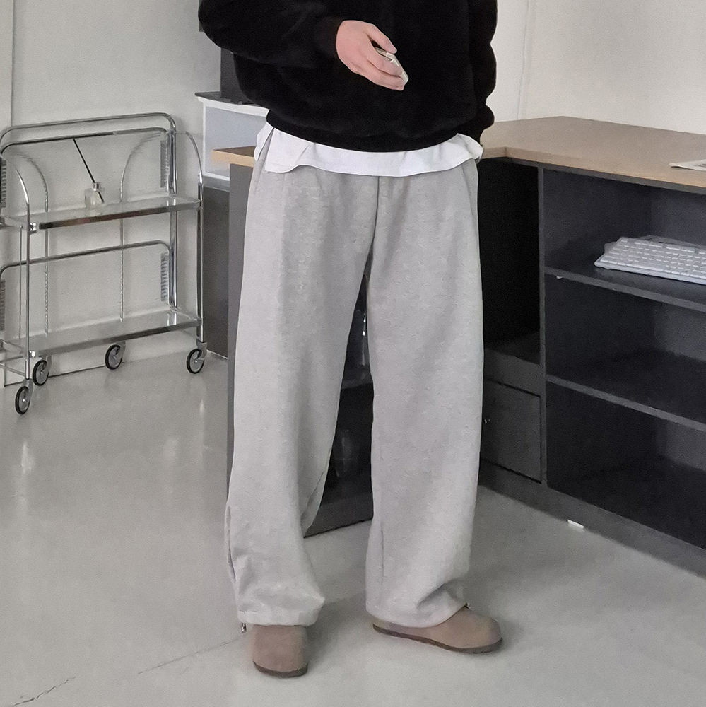 남자 기모바지 밴딩 와이드 벌룬 스웻 팬츠 남자겨울바지 - 상세 이미지 2