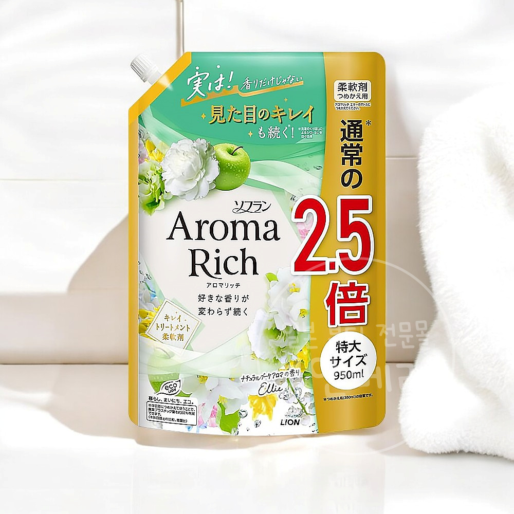 라이온 소프란 아로마리치 섬유유연제 엘리 내추럴 부케향 리필 950ml - 메인 이미지