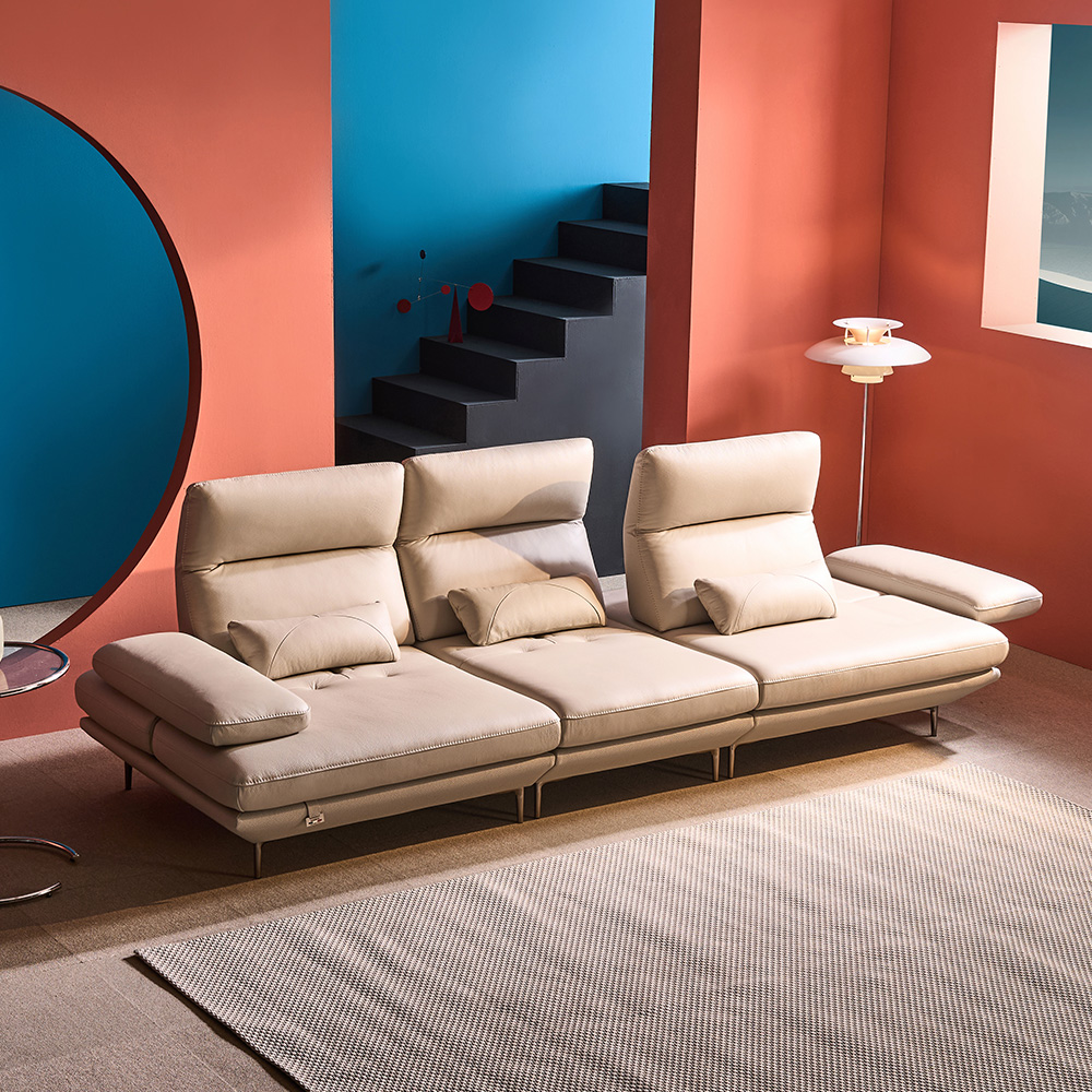 쉐우드가구 몰리 이태리 천연통가죽 스윙 소파 4인용 / 국내제조 자재등급E0