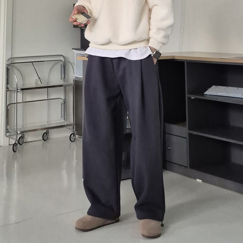 남자 와이드 기모스웻팬츠 밴딩 남자 겨울바지 남성기모바지 - 상세 이미지 3