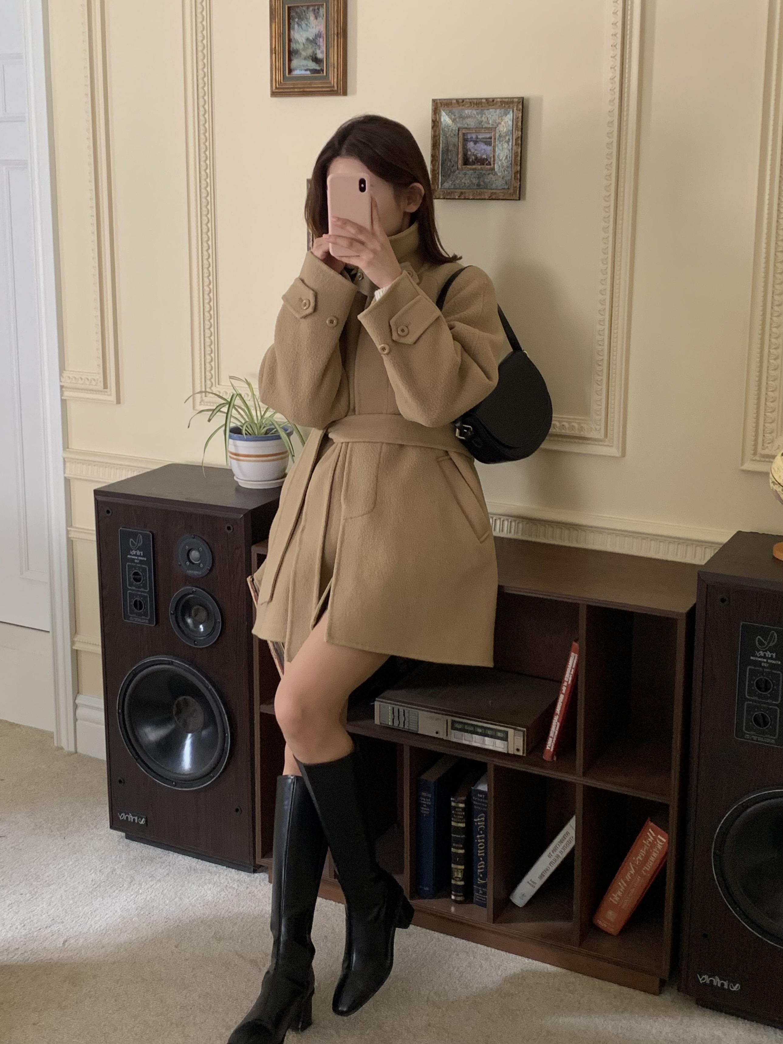 [메리노울 100] 멘버 하이넥 핸드메이드 울 하프코트 2color 상세 이미지 7