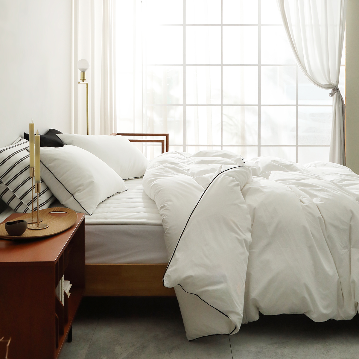 호텔침구 겨울 이불세트 코튼 60수 알러지케어 사계절 신혼 화이트 침구세트 Q