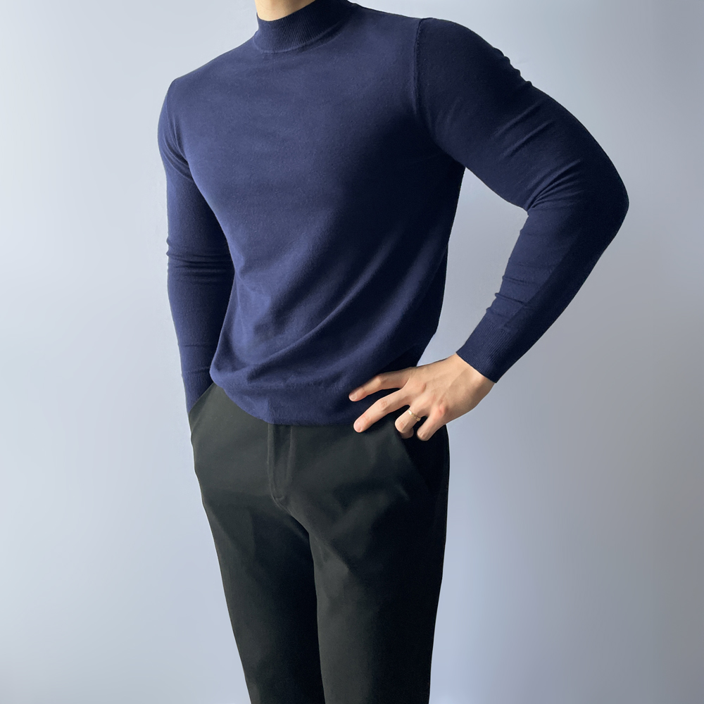 남자반폴라 머슬핏니트 남자반목폴라 남성캐시미어니트 모크넥 - 상세 이미지 5