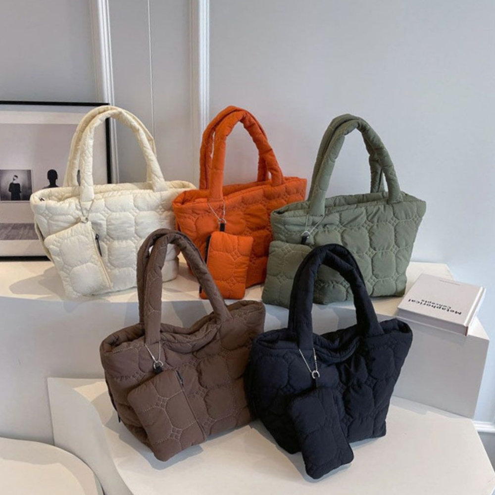 여자 토트백 퀼팅 데일리 캐주얼 가방 파우치 포함