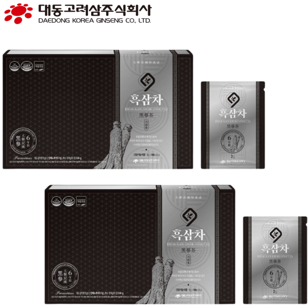 대동고려삼 흑삼차 과립형 스틱 3g 100포 2박스 6년근 구증구포 흑삼 진세노사이드 - 상품 이미지