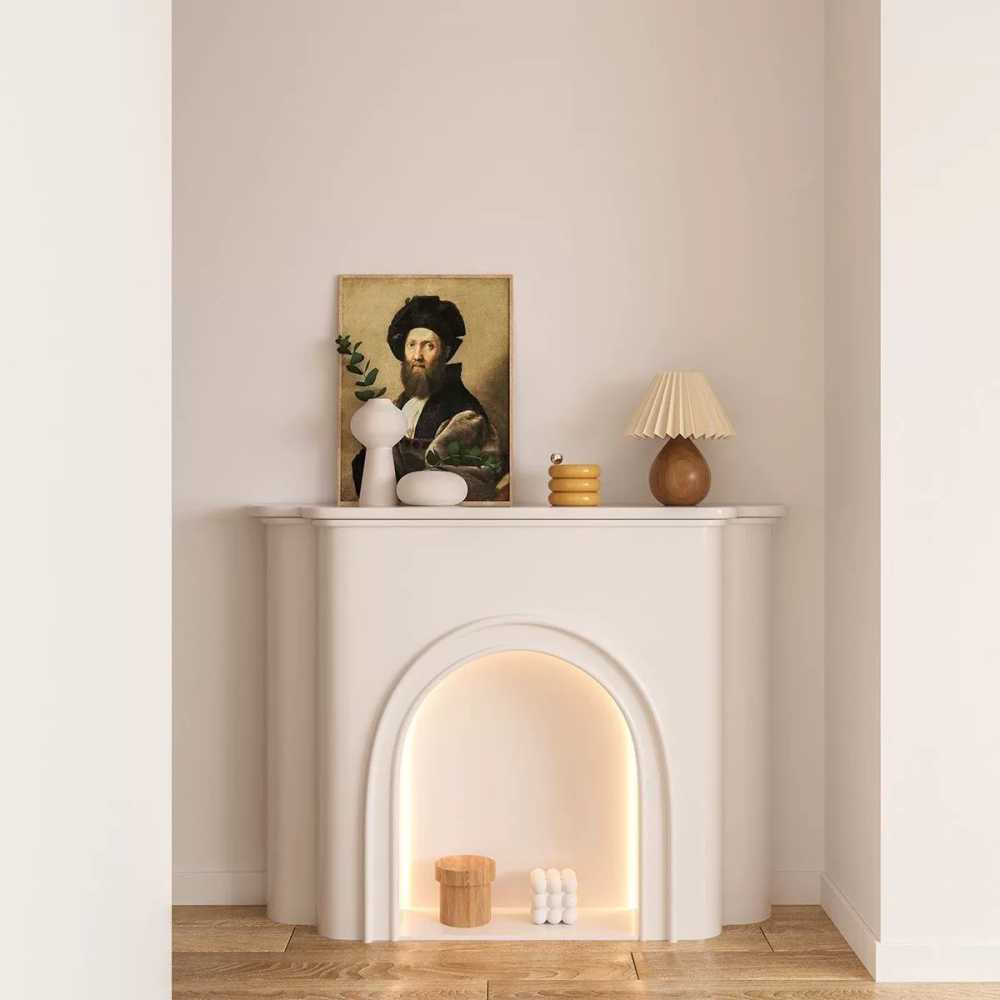 엔틱 벽난로콘솔 LED 불멍 조명 카페 장식장 아치형 90x24x80cm - 상세 이미지 4