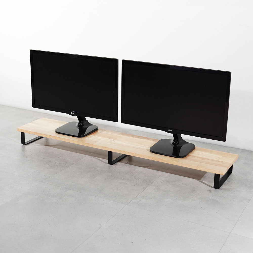 원목 듀얼 모니터 받침대 아카시아 240X1000 (높이10cm)