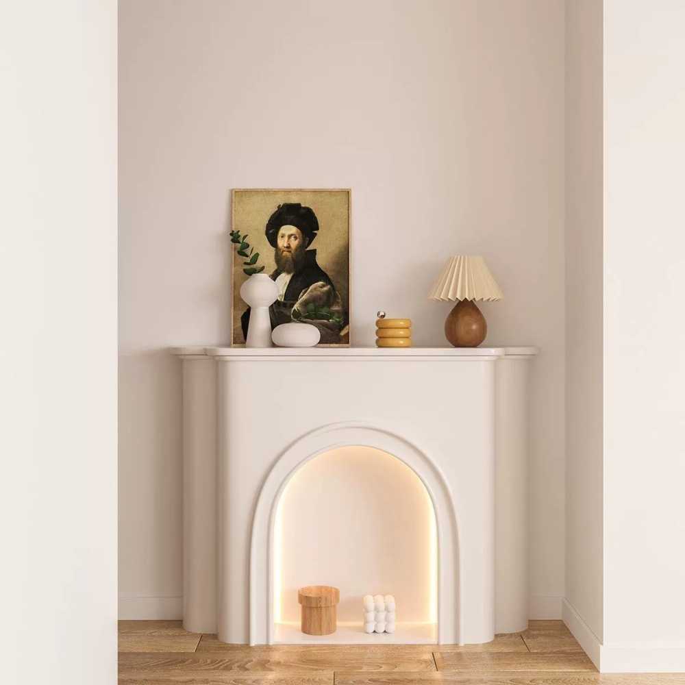 엔틱 벽난로콘솔 LED 불멍 조명 카페 장식장 아치형 90x24x80cm - 상세 이미지 2