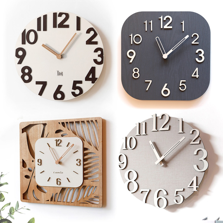 루미아 국산 원목 인테리어 거실벽시계 무소음 벽걸이시계 인테리어