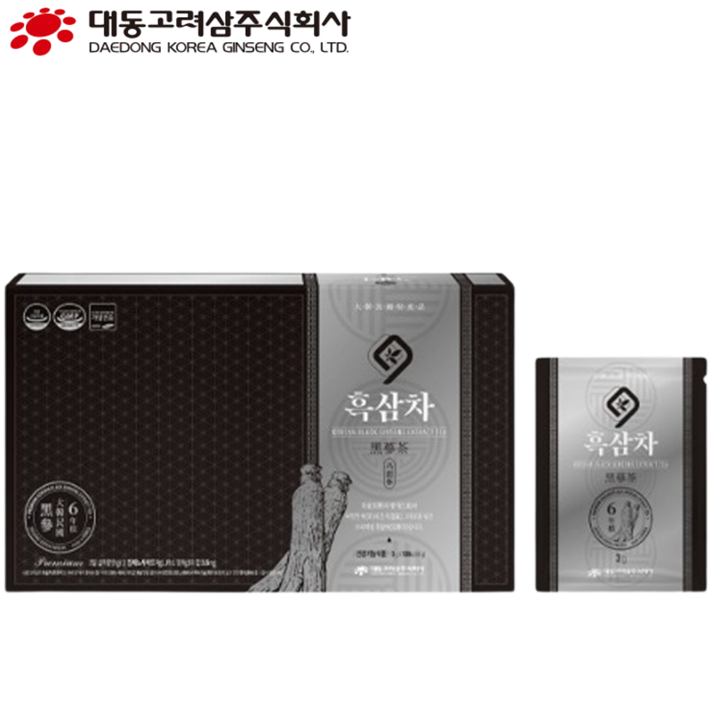 대동고려삼 흑삼차 과립형 스틱 3g 100포 1박스 6년근 구증구포 흑삼 진세노사이드 - 상품 이미지