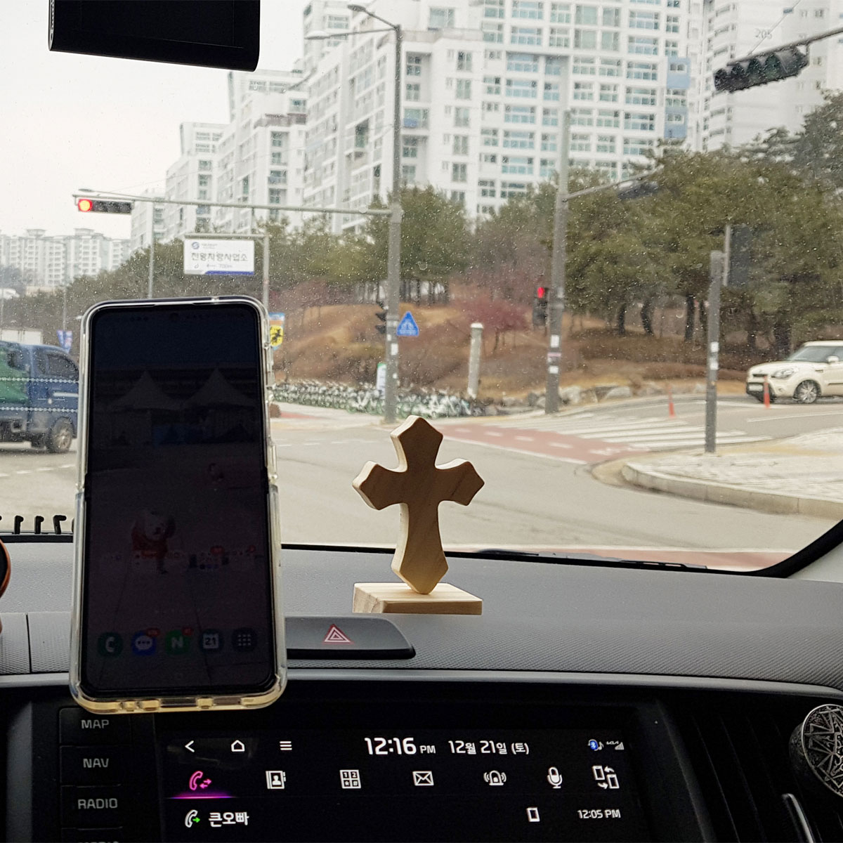 차량용 주차번호판 새차선물 나무십자가 차량액운방지 주차번호알림판 이미지 8