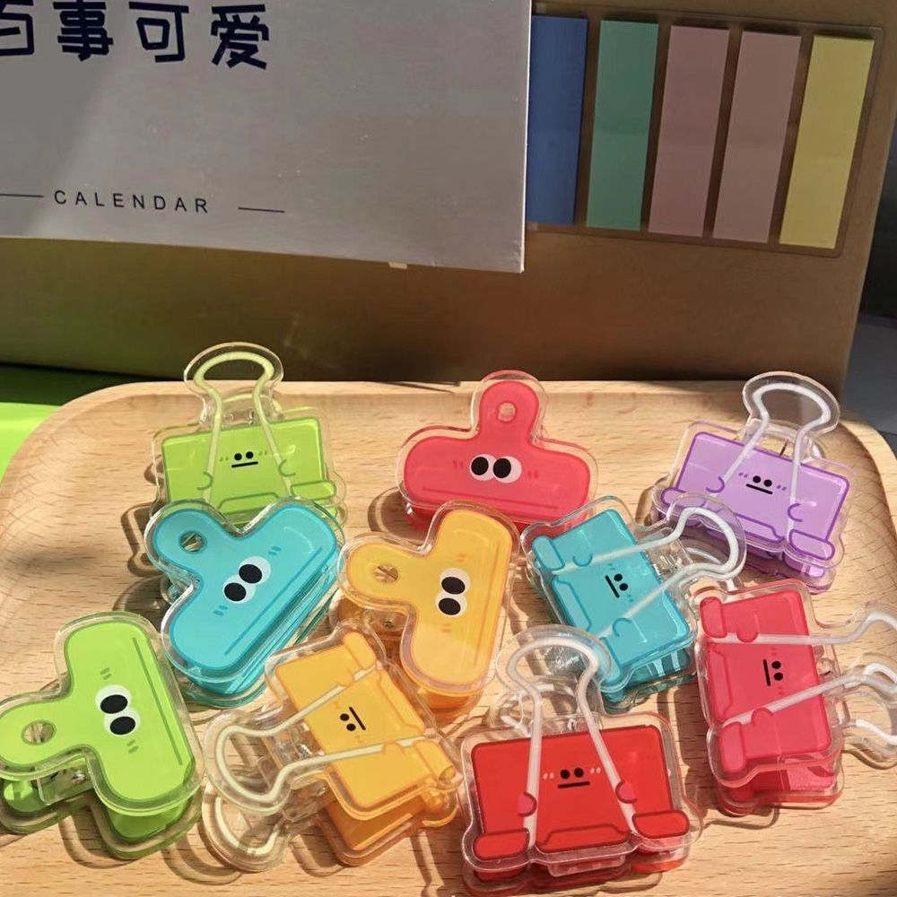 귀여운 아크릴집게 사무용 클립 문구 다꾸 집게 메모 아가자기 종이 홀더 파스텔 서류 클립집게 플라스틱 캐릭터 - 상세 이미지 3