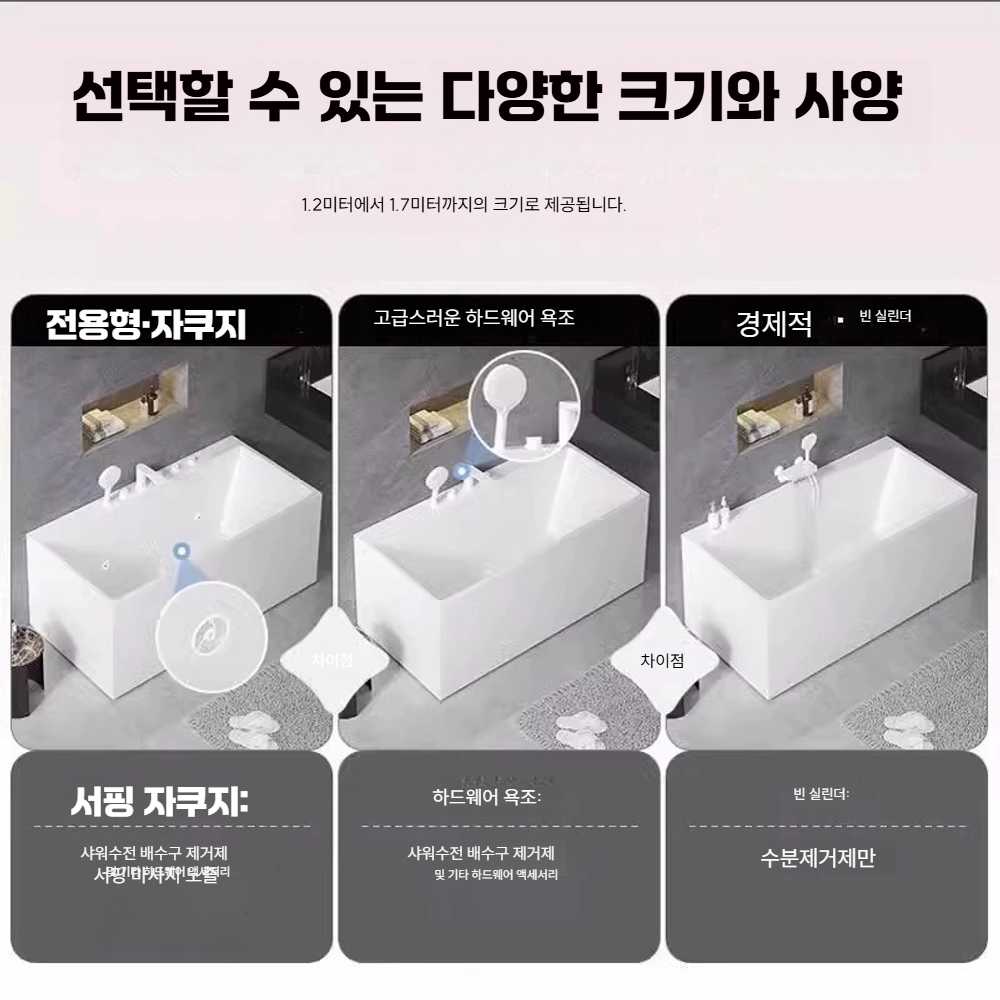 고스트캠프 욕조교체 이동식욕조 맞춤 세면대 욕실 공용 욕조 1.2m - 상세 이미지 5