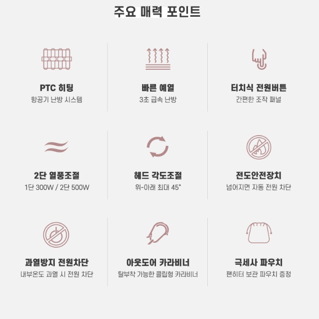 220V 저전력 차박히터 절전형 차량용온풍기 차량용팬히터 - 상세 이미지 2