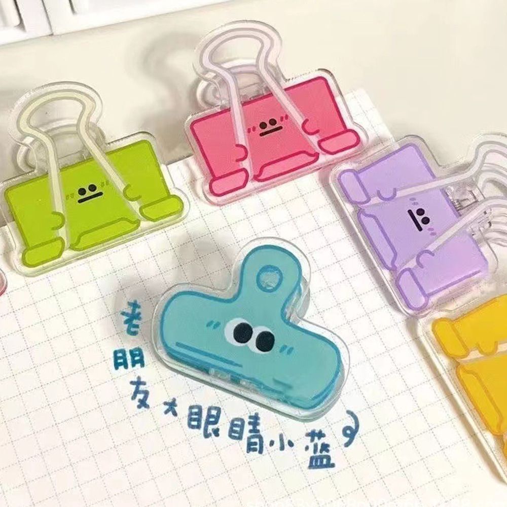 귀여운 아크릴집게 사무용 클립 문구 다꾸 집게 메모 아가자기 종이 홀더 파스텔 서류 클립집게 플라스틱 캐릭터 - 상세 이미지 4