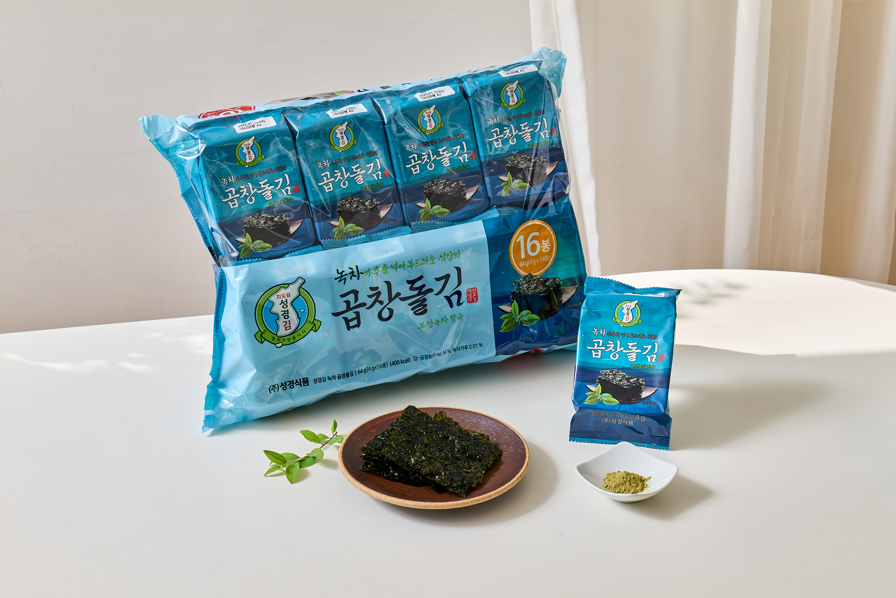 성경김 녹차 곱창김 곱창돌김 도시락 조미 식탁김 16봉 64g, 3개 이미지 4