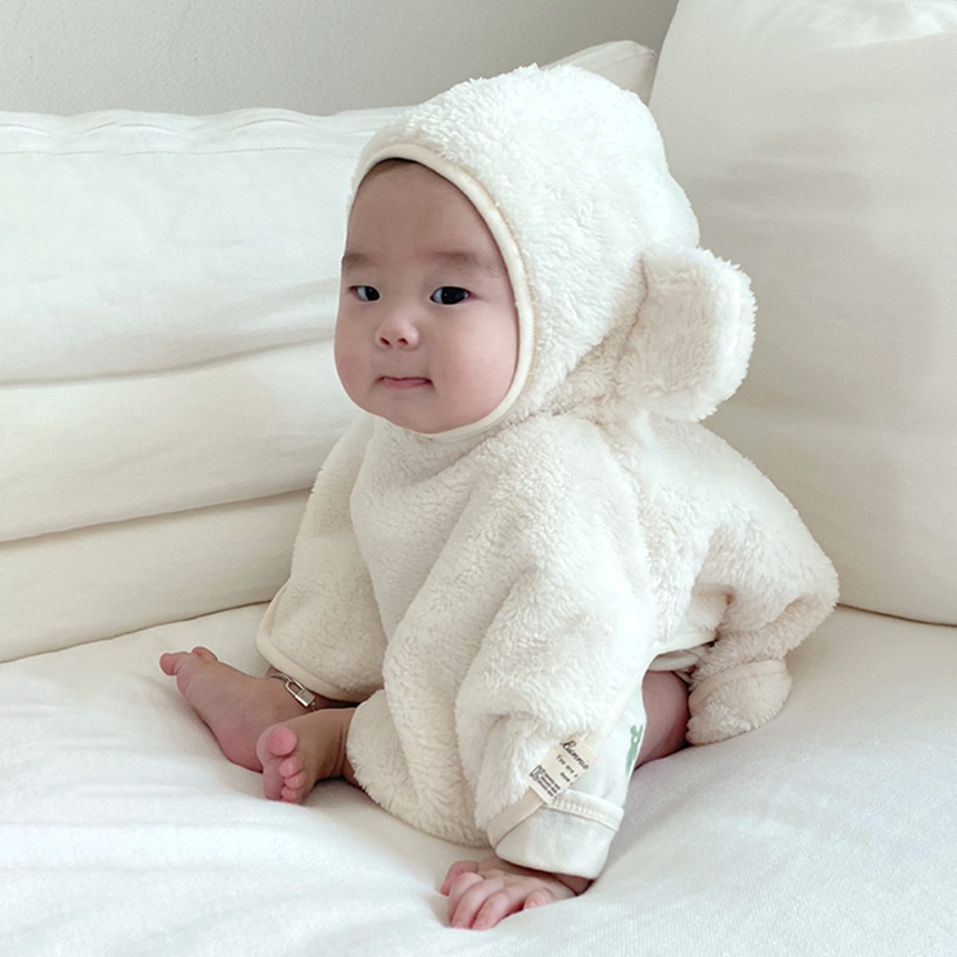 바니블라썸 아기 방한모자 겨울 유아 극세사 바라클라바 보넷 케이프후드 모자 크림 핑크