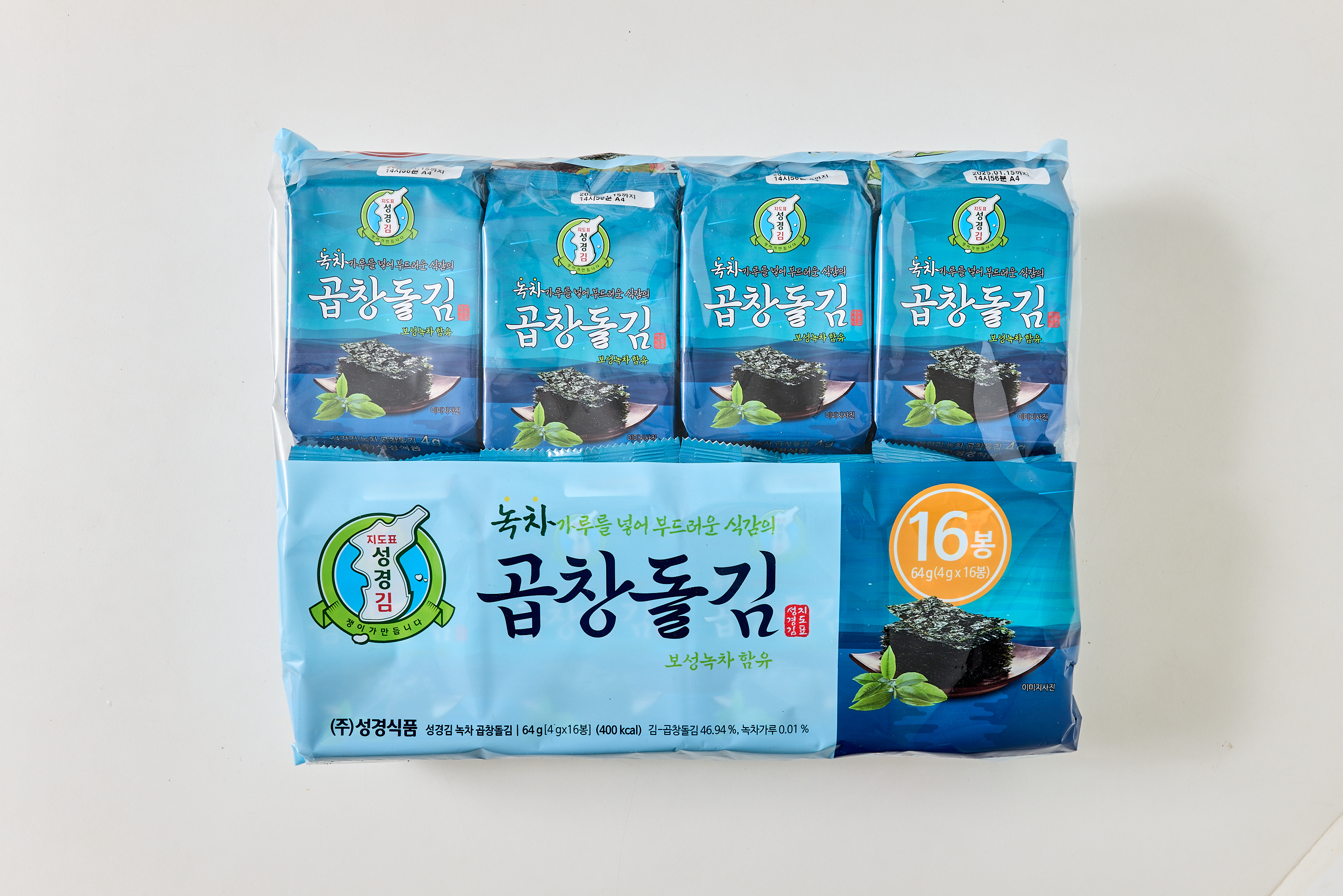 성경김 녹차 곱창김 곱창돌김 도시락 조미 식탁김 16봉 64g, 3개 이미지 2