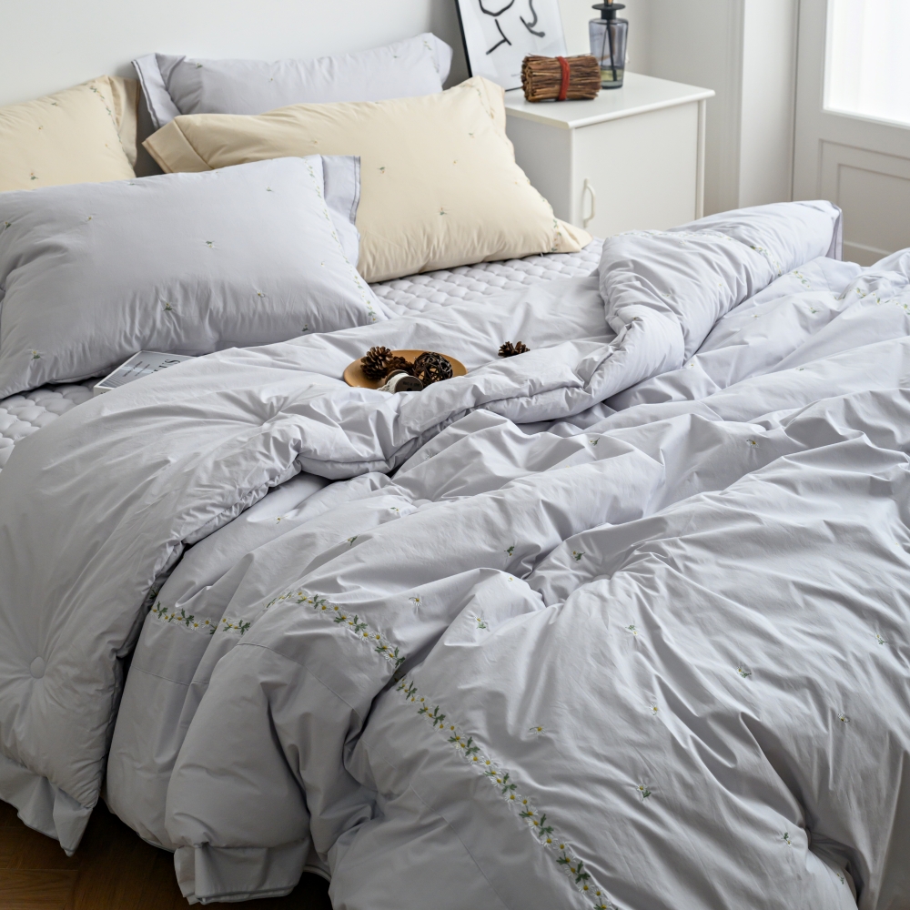 알러지케어 고밀도 순면 플라워 자수 차렵 이불 Q