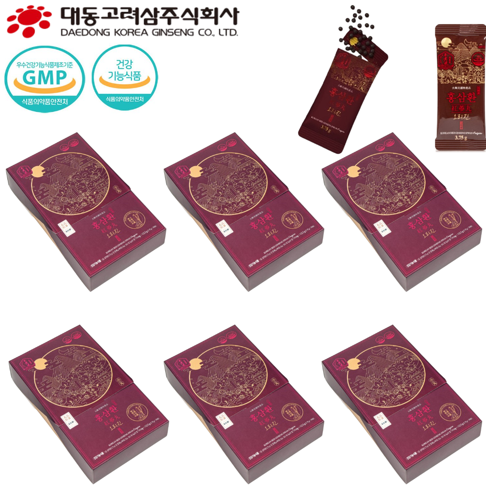 대동고려삼 프리미엄 홍삼 환 스틱 3.75g 30포 6박스 6년근 면역 피로 혈행 기억력 - 상품 이미지