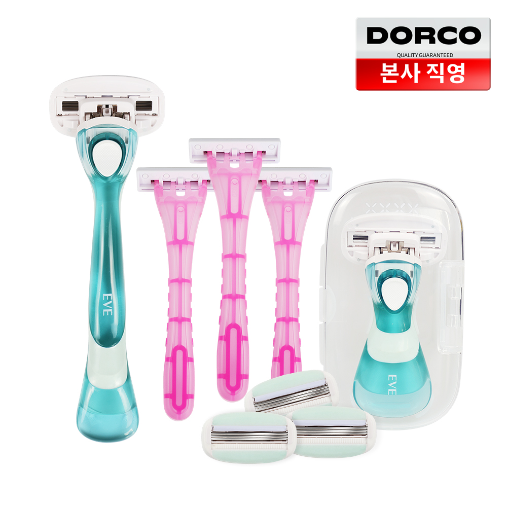 도루코 이브 여성 제모 세트 (롱핸들1 + 숏핸들1 + 면도날 5 + 휴대용면도기3 + 면도기 케이스)