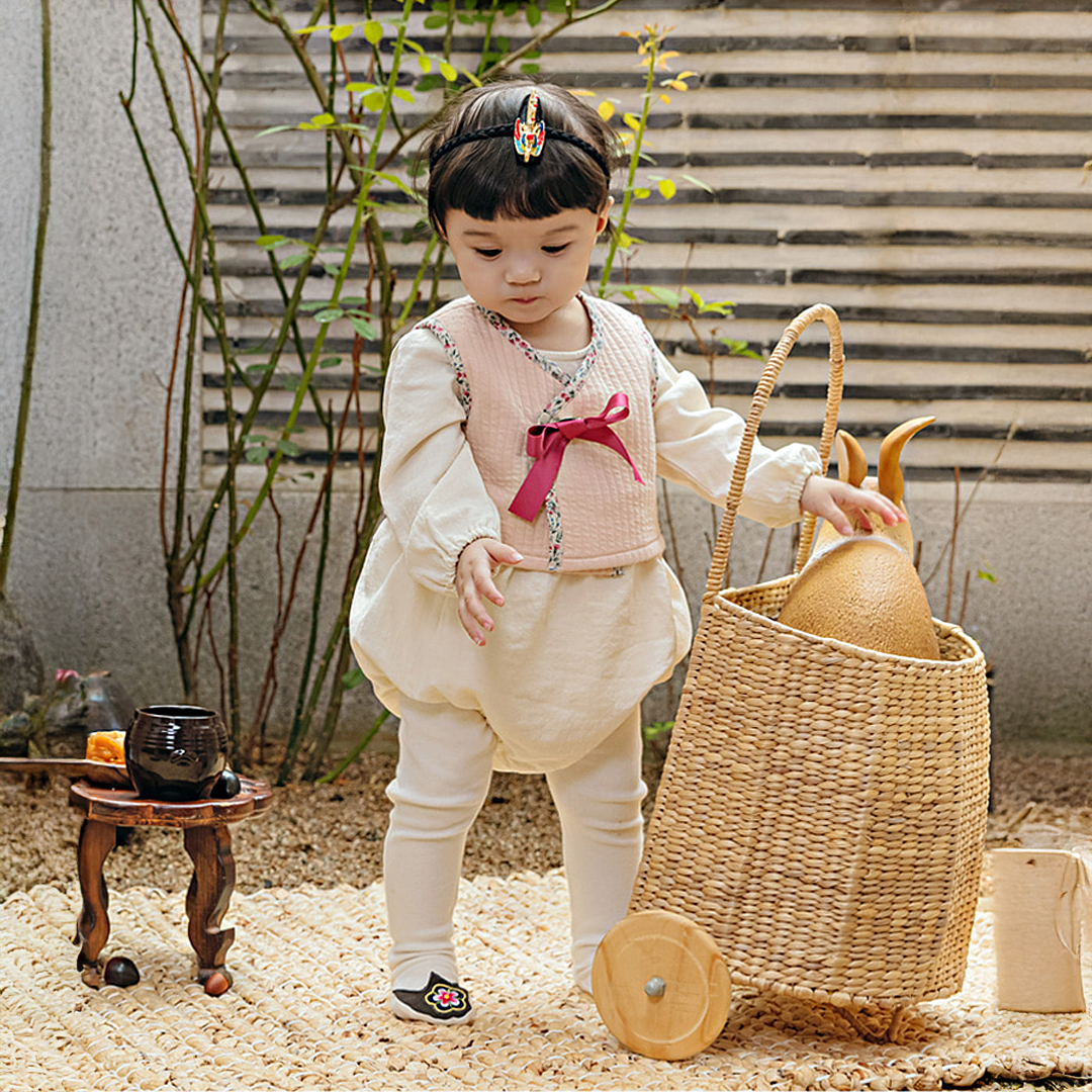 연홍 여아한복 바디슈트 백일 돌 어린이집 - 메인 이미지