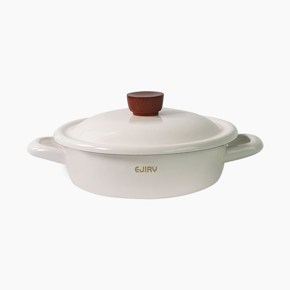 에지리 컬러컬렉션 인덕션 법랑냄비 전골 18cm, 화이트