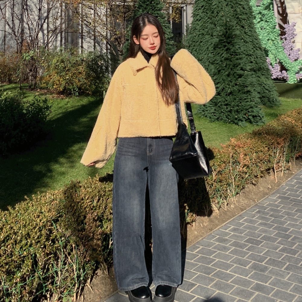 [찐소장템!!/리버시블] 포근 양털 퍼 무스탕  양면 스웨이드 카라 루즈핏 겨울 덤블 자켓 뽀글이 데이트룩 연말룩 크리스마스룩 아이보리... 