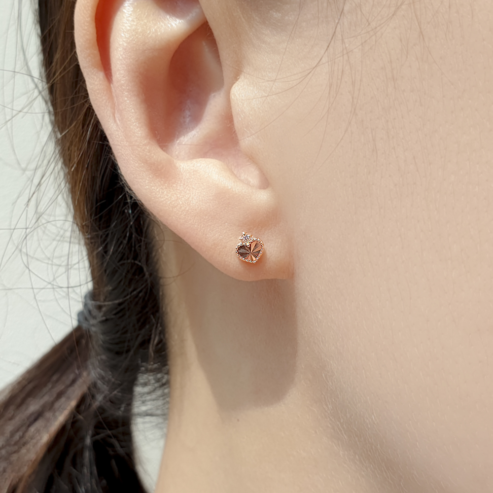 14케이 18k 여자 명품 컷팅 하트 귀고리 금 침 귀걸이 - 상세 이미지 5