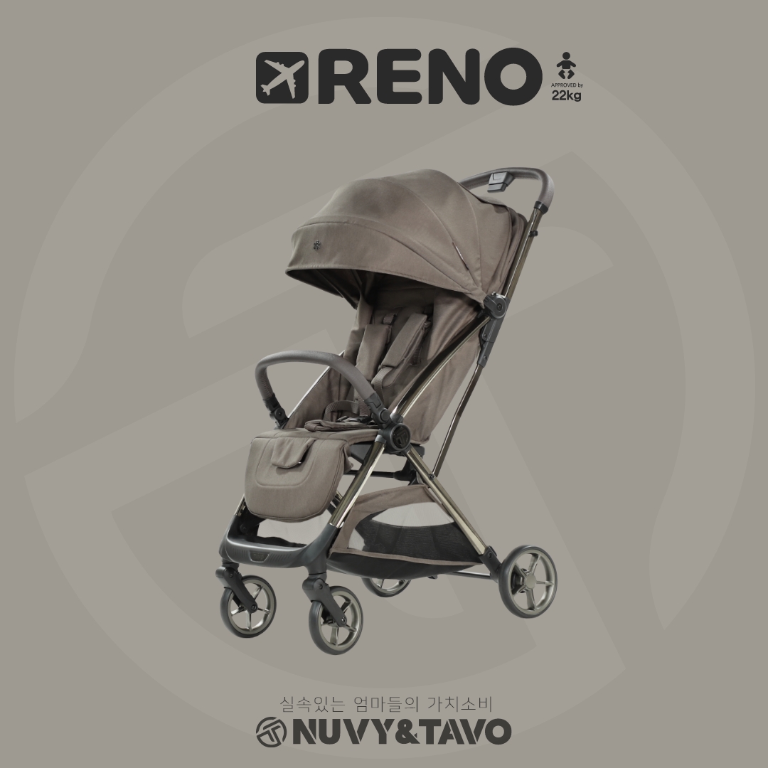 [누비앤타보] TAVO 레노 휴대용 유모차 여행용 기내반입형 원액션 폴딩 진저브라운