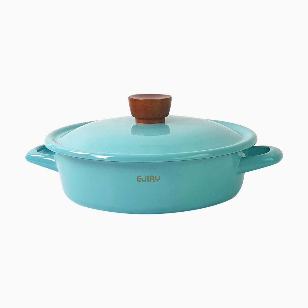 에지리 컬러컬렉션 인덕션 법랑냄비 전골 22cm, 민트