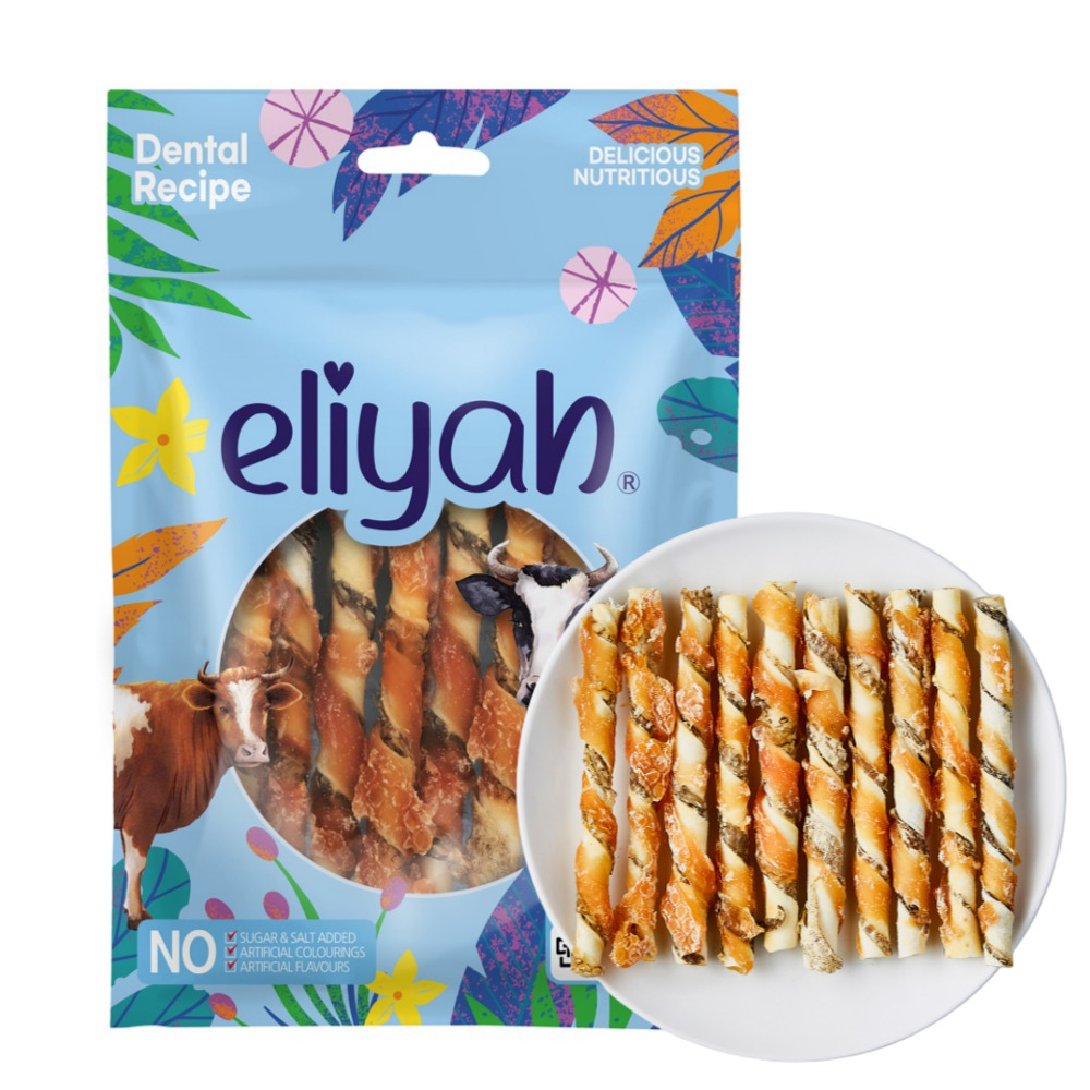 엘리야 트리플미트 강아지 치석 냄새 제거 간식 양치 우유 덴탈 껌 개껌 100G