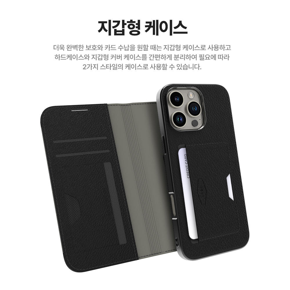 랩씨 2in1 스마트 월렛 카드 슬롯 스탠딩 레더 케이스 지갑형 커버 퍼플, 아이폰16 프로 맥스 - 상세 이미지 5