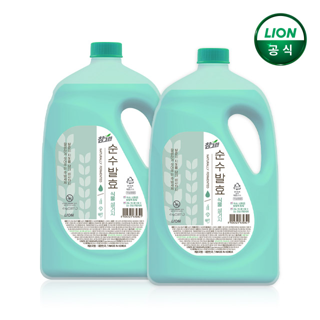 참그린 대용량 주방세제 순수발효 식물 3.87L, 2개