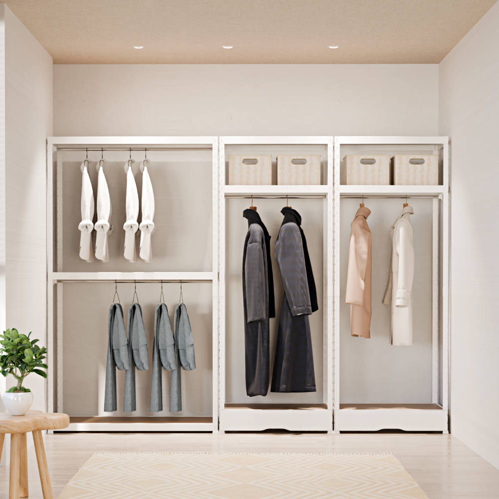 랙셈블 시스템행거 맞춤형 철제 조립식 드레스룸 옷걸이 옷장 오픈형 일자형 A타입