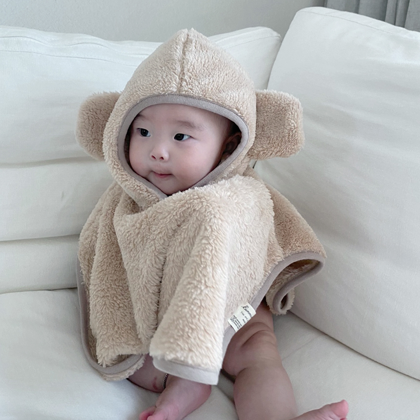 바니블라썸 아기 방한모자 겨울 유아 극세사 바라클라바 보넷 케이프후드 모자 크림 핑크