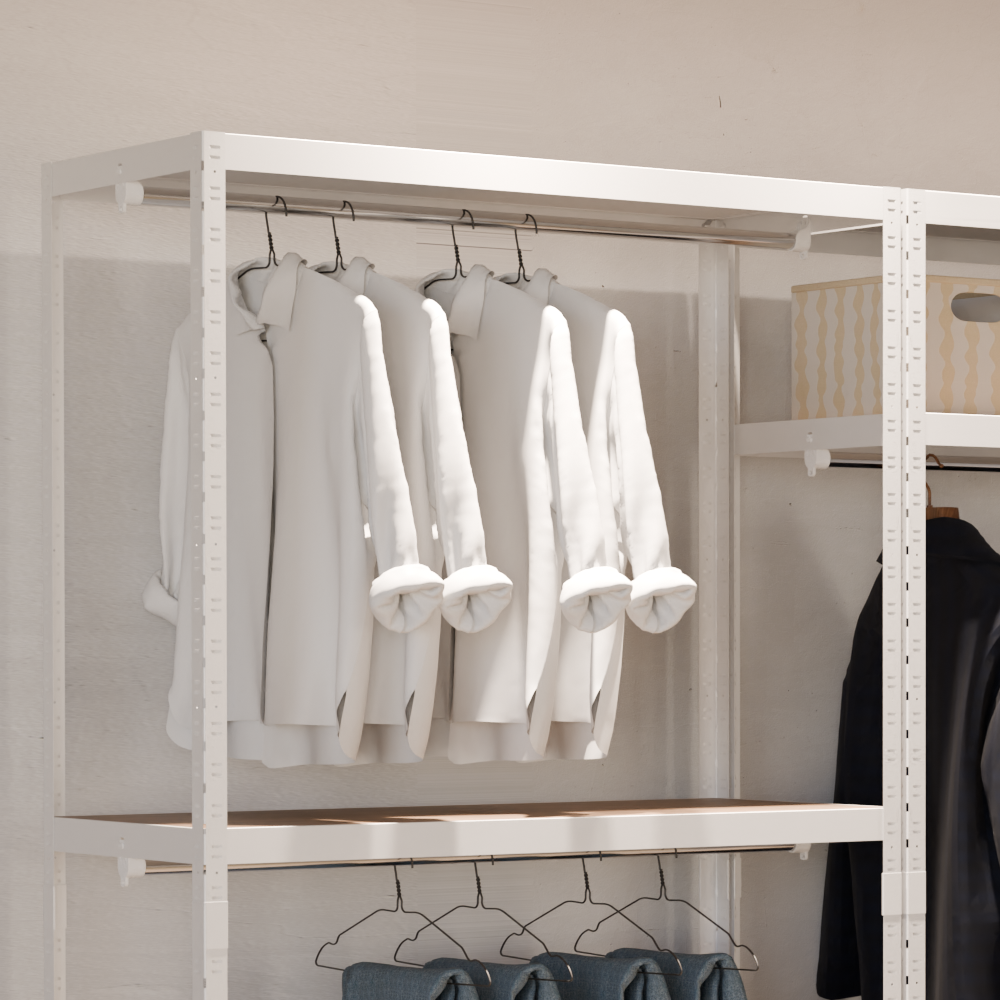 랙셈블 시스템행거 맞춤형 철제 조립식 드레스룸 옷걸이 옷장 오픈형 일자형 A타입 - 상세 이미지 2