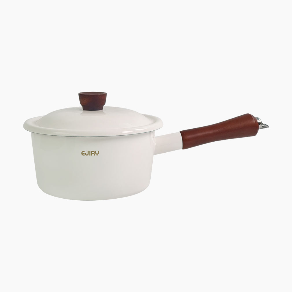 에지리 컬러컬렉션 인덕션 법랑냄비 편수 18cm, 화이트