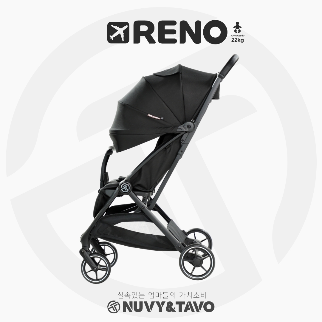 [누비앤타보] TAVO 레노 휴대용 유모차 여행용 기내반입형 원액션 폴딩 메트로블랙