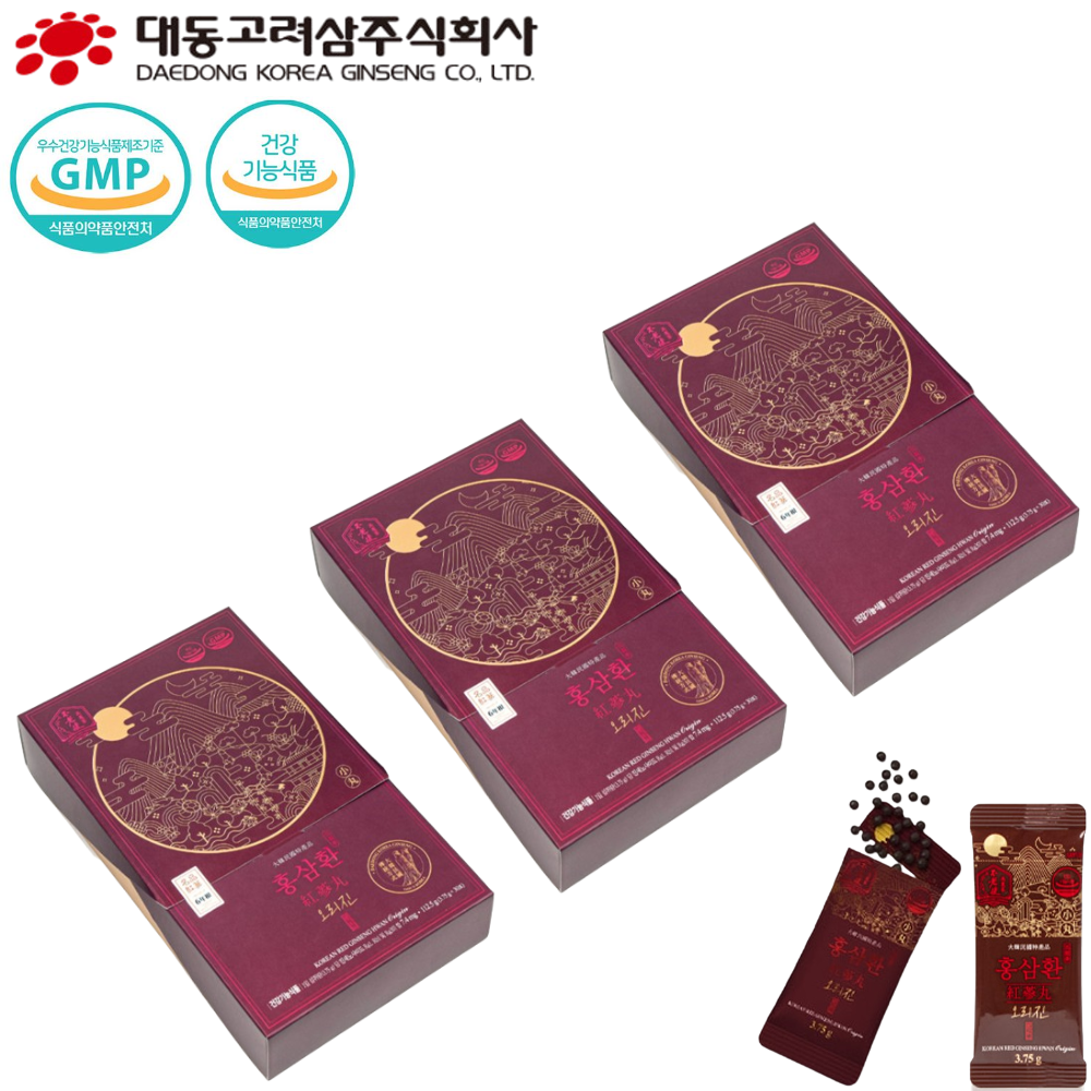 대동고려삼 프리미엄 홍삼 환 스틱 3.75g 30포 3박스 6년근 면역 피로 혈행 기억력 - 상품 이미지