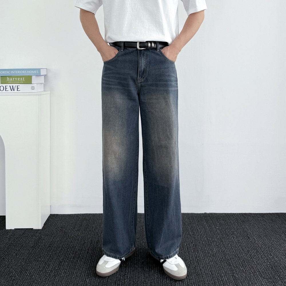 남자와이드청바지 블랙진 남자진청바지 통청바지 - 상세 이미지 2