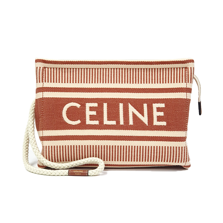 셀린느 여성 스트라이프 텍스타일 파우치 클러치백 시에나 10M552FVV28SI