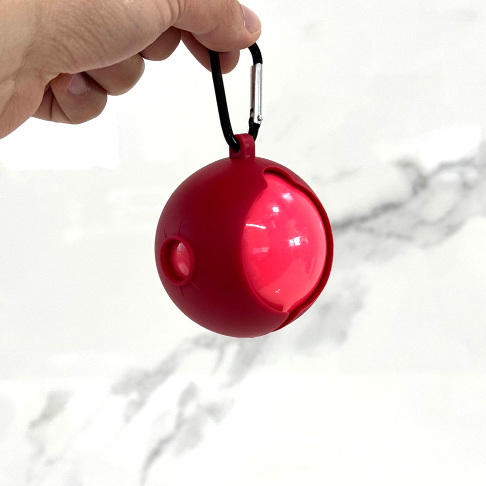 파크골프공 파우치 레드 실리콘 케이스 주머니 카라비너 키링 열쇠고리