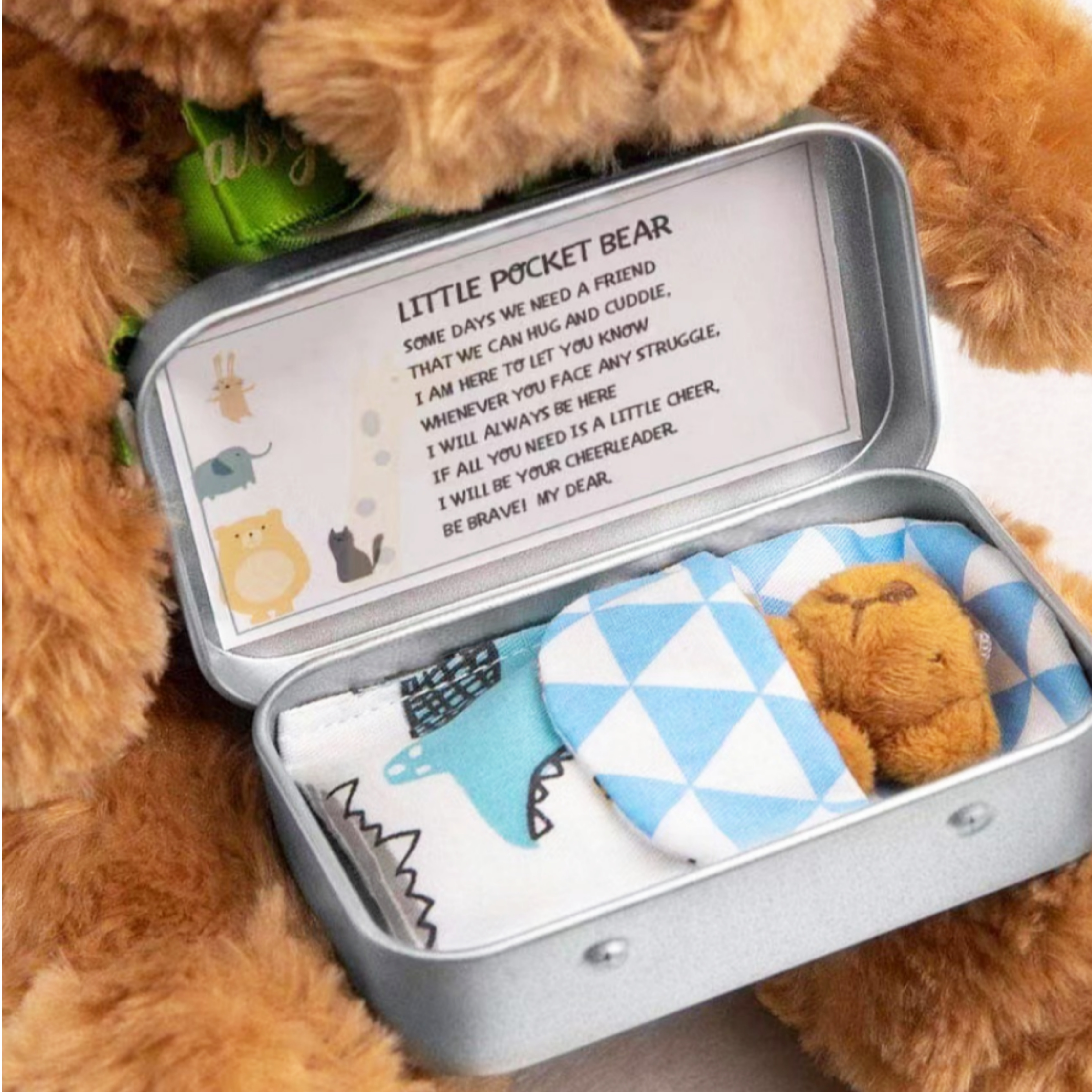 귀여운 잠자는 포켓 베어 곰인형 키링 열쇠고리 미니백 백팩 꾸미기템 백꾸 가꾸 애착템 마니또 선물 틴케이스 군번줄  증정