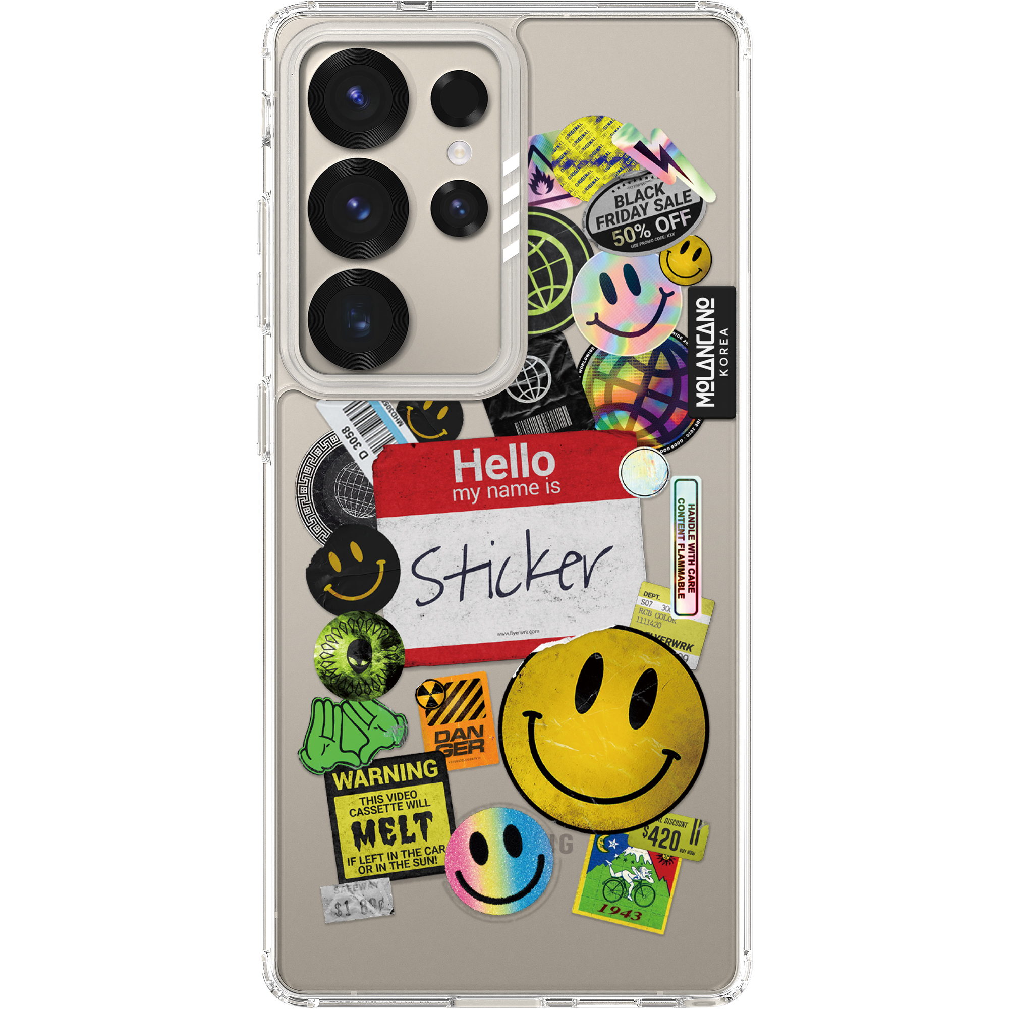 갤럭시 S25 울트라 크리스탈 디자인 투명 범퍼 케이스 스마일스티커 - 상품 이미지