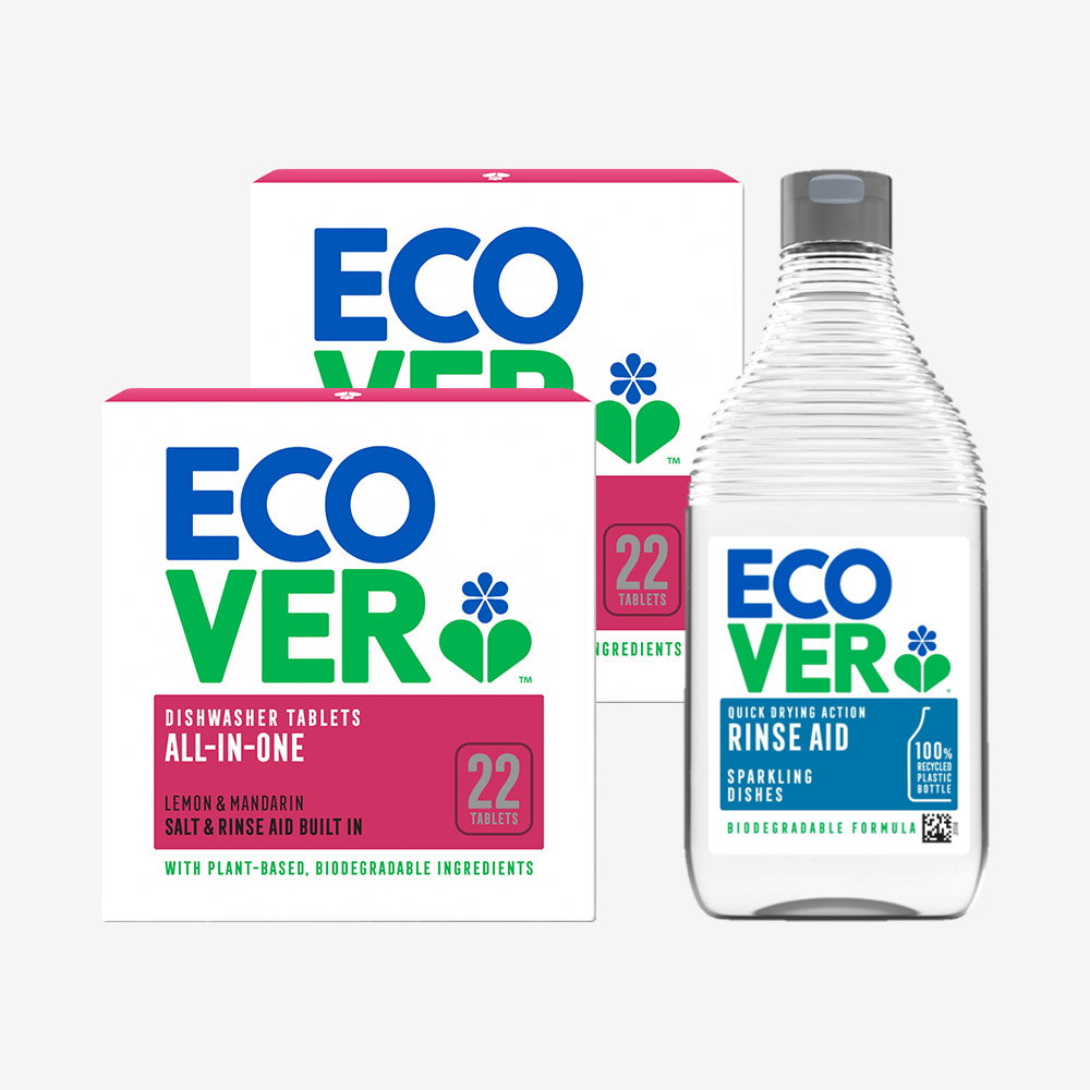 에코버 올인원 식기세척기세제 레몬 만다린 22개입, 2개+린스 450ml, 1개