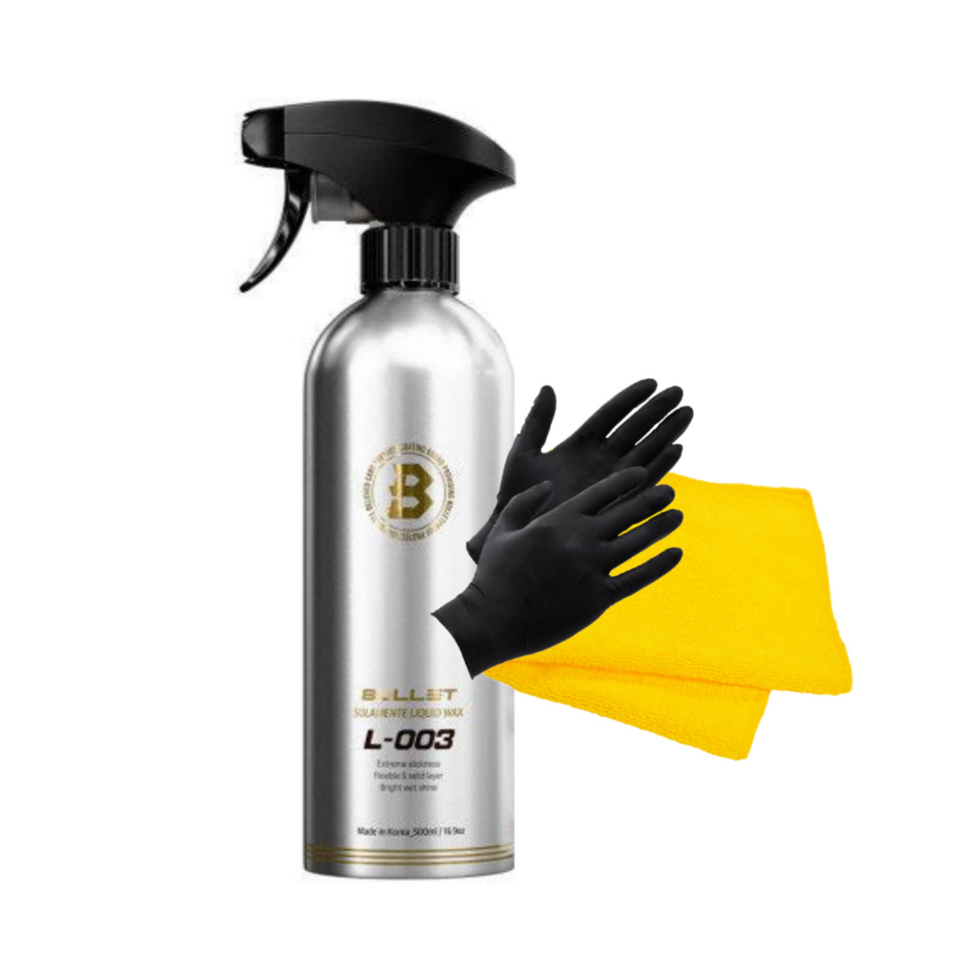 더클래스 불렛 L003 솔라멘테 500ml 퀵디테일러 물왁스 + 타월장갑 세트 - 상품 이미지